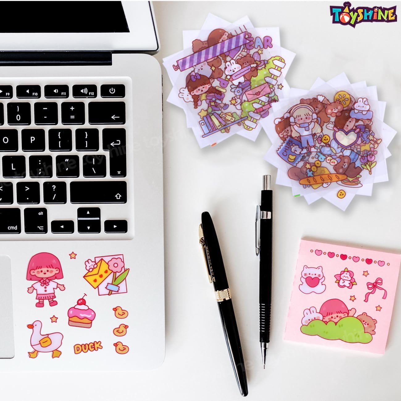 Toyshine 2000 adesivi impermeabili in vinile trasparente, adesivi kawaii Washi divertenti per bottiglia d'acqua, laptop, album di ritagli, diari, 200 fogli adesivi in scatola, regali per bambini,
