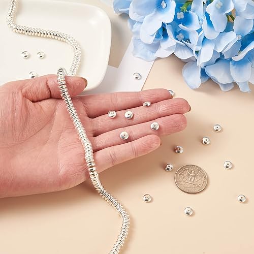 Miniatura 6 de Cheris - 125 cuentas de metal Heishi de 0.236 x 0.118 pulgadas (0.236 x 0.118 in) chapadas en plata, no magnéticas, cuentas sueltas de hematita