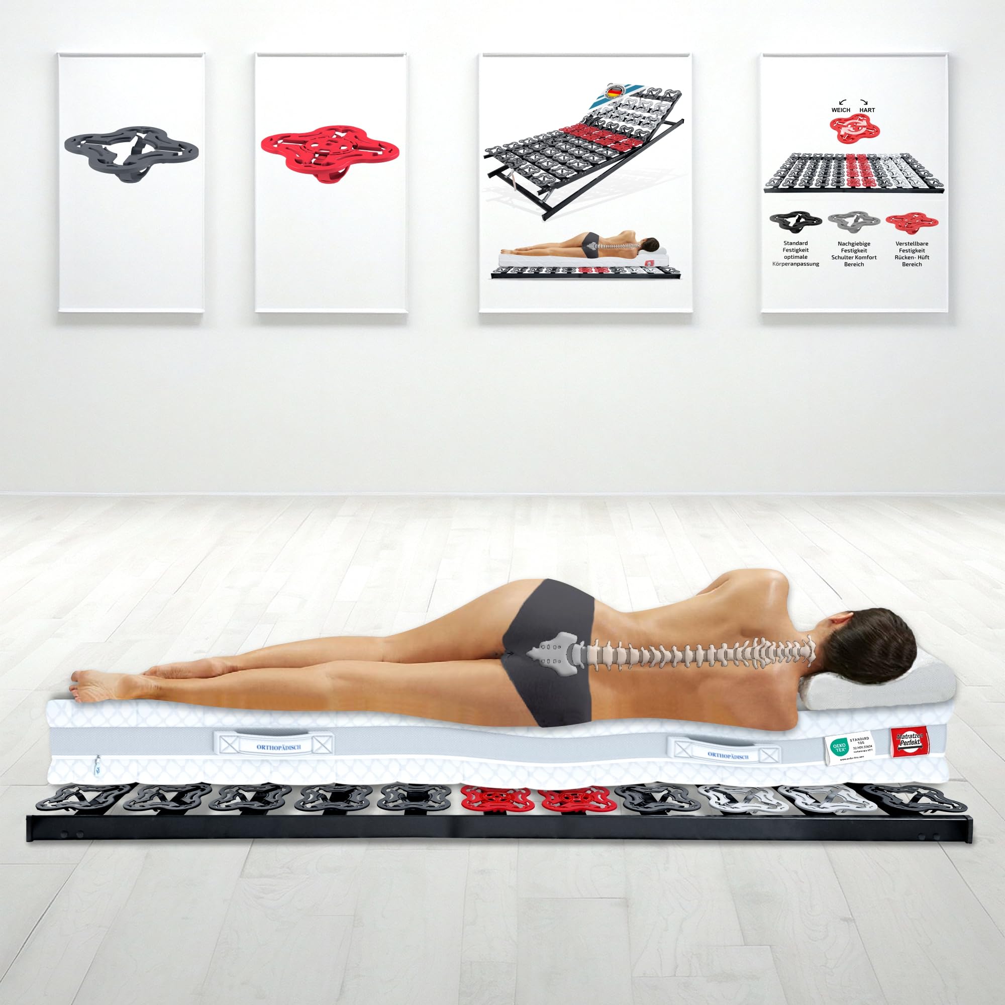 Matratzen Perfekt Tellerlattenrost 90x200cm 12,5cm Hoch Verstellbar