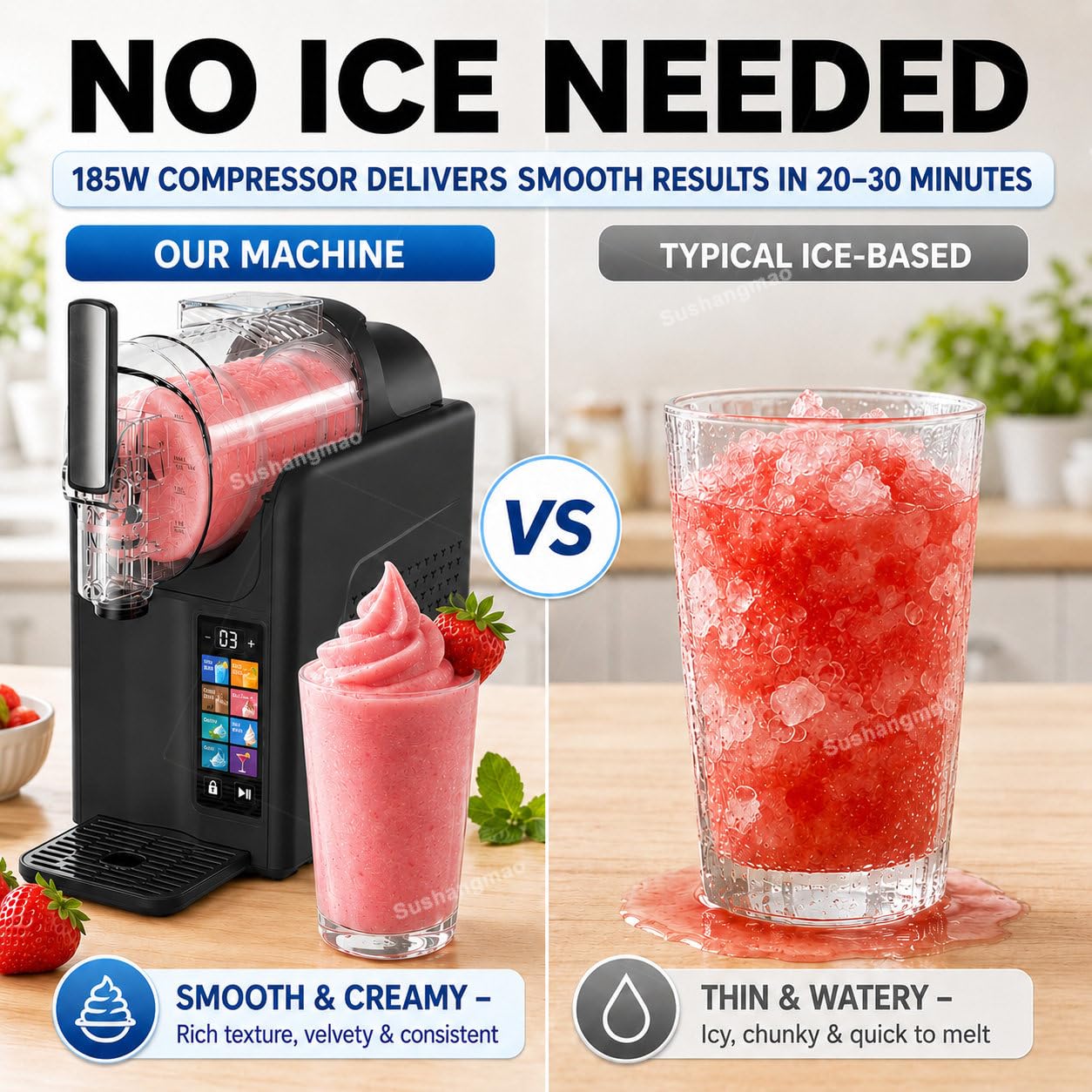 Slushie & Soft Serve Eismaschine, 2L Maschine mit 7 Voreinstellungen, Timer, Selbstreinigend, Einstellbare Textur | Ideal für Slush, Milchshakes, Frozen Desserts
