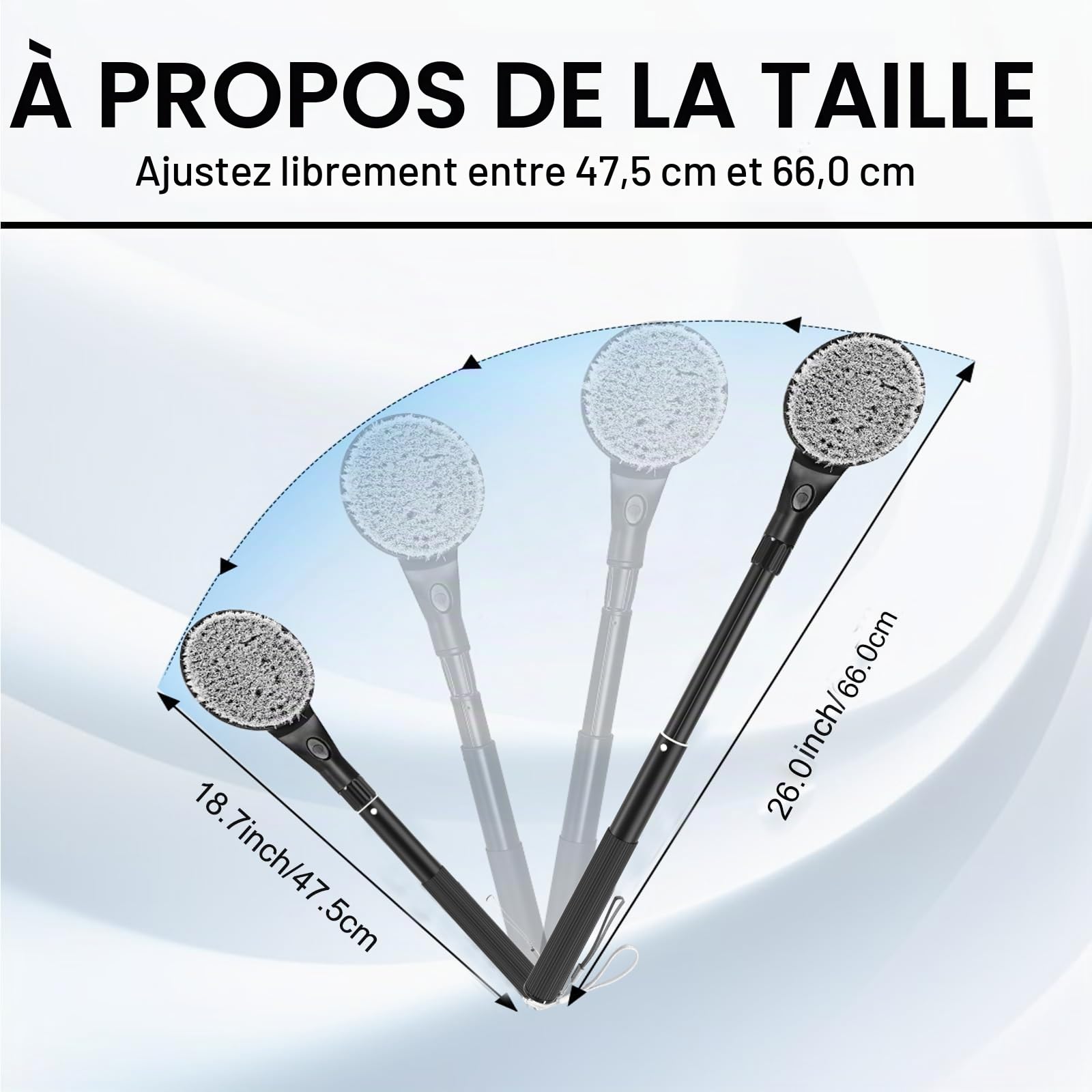 Gobiteli Brosse de douche pour le dos pour douche, 63,5 cm de long manche pour exfoliant le corps et nettoyage en profondeur, brosse à dos pour homme, femme et personnes âgées