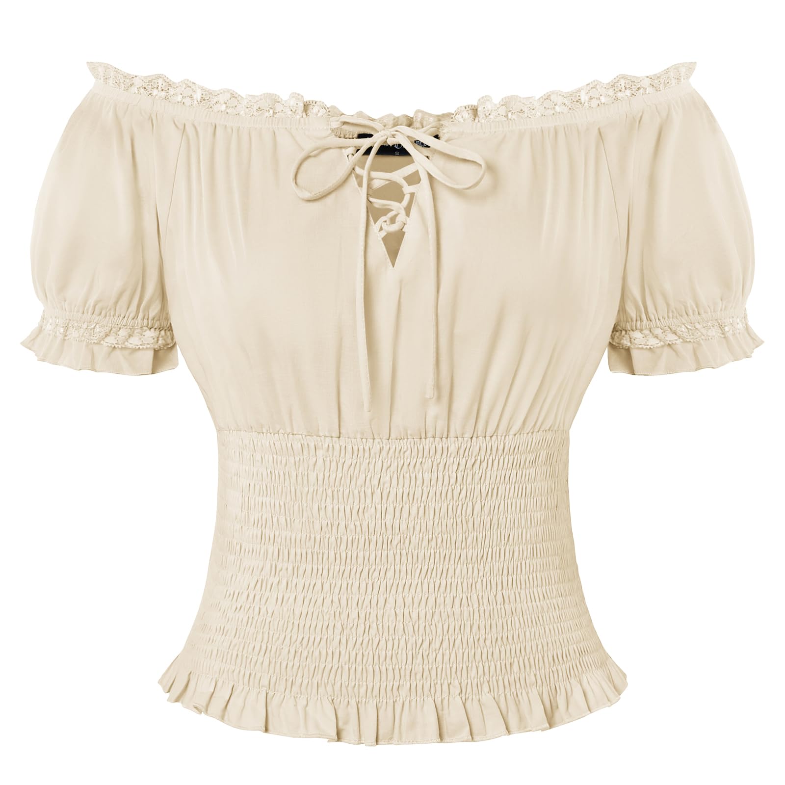 SCARLET DARKNESS Chemisier d'été à manches courtes en coton pour femme avec lacets et épaules dénudées