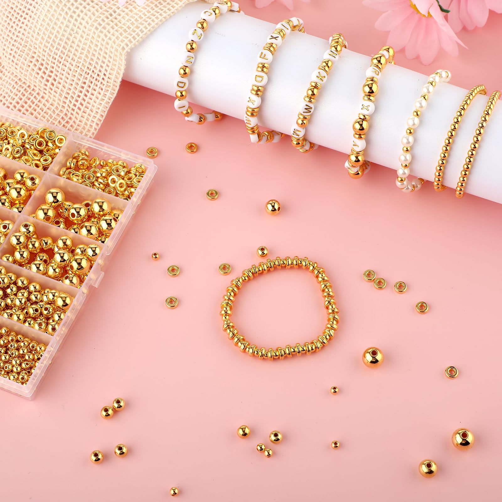 Arricraft Weihnachtsperlen Set - 2000 Stück 6mm Acrylperlen Rot Grün Gold Weiß