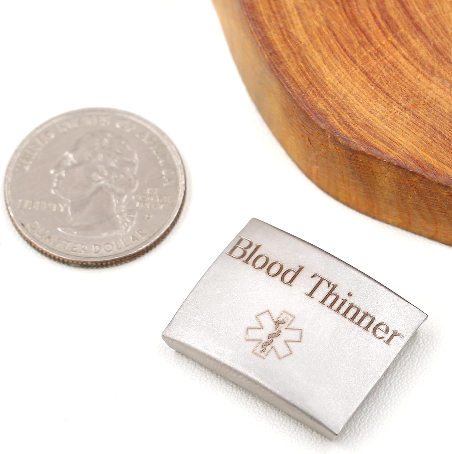White Stainless Steel Blood Thinner Medical ID Tag | Unisex Engraved Health Alert Tag for Men's Women's Apple Watch Band YA4313