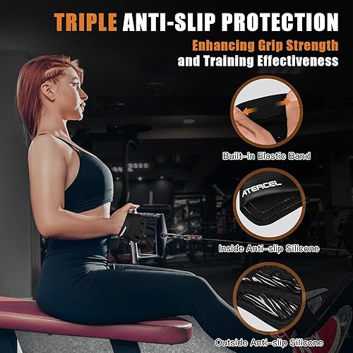 Miniatura 4 de ATERCEL Guantes de entrenamiento de gimnasio para hombres y mujeres, guantes de levantamiento de pesas con protección completa de la palma y agarre