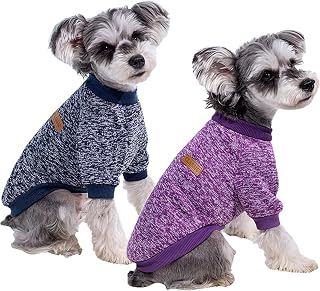 2 Pack Dog Sweaters for Small Dogs & Cat Soft Cute Winter Puppy Clothes