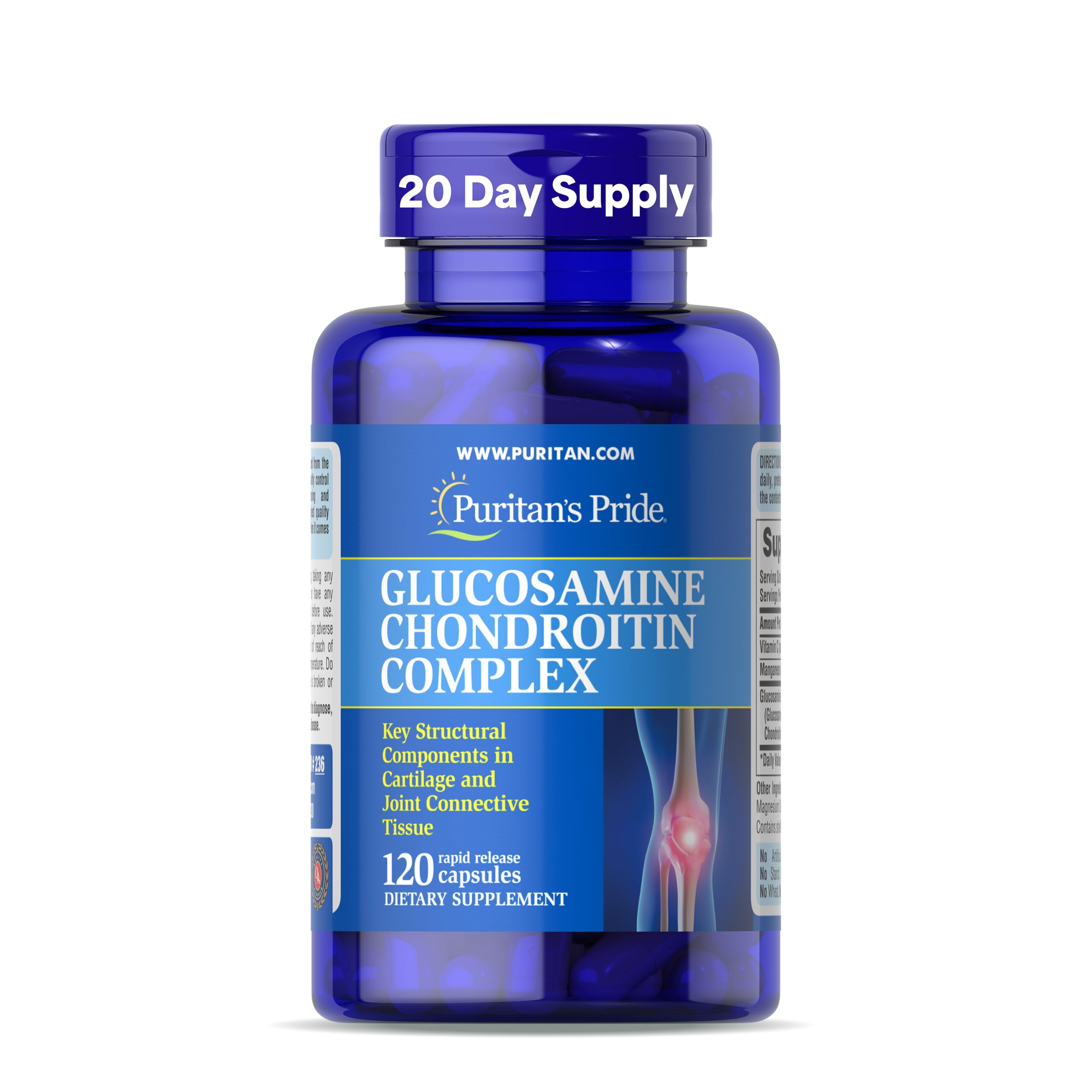 Puritan's PrideGlucosamine Chondroitin Complex for Women and Men, Dietary Supplement for Joint Health, 120 Rapid Release Capsules