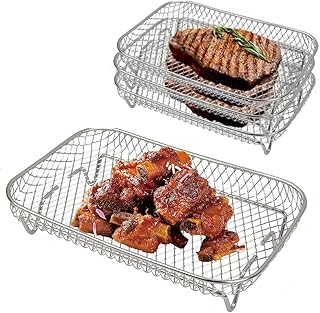 Deepened Air Fryer Rack 3PCS for Ninja Foodi Air Fryer Accessories, Air Fryer Rack for Ninja Foodi DZ201 DZ100 Air Fryer Accessories for Ninja Foodi Air Fryer Universal Air Fryer Rack 21.2*14.3*3cm