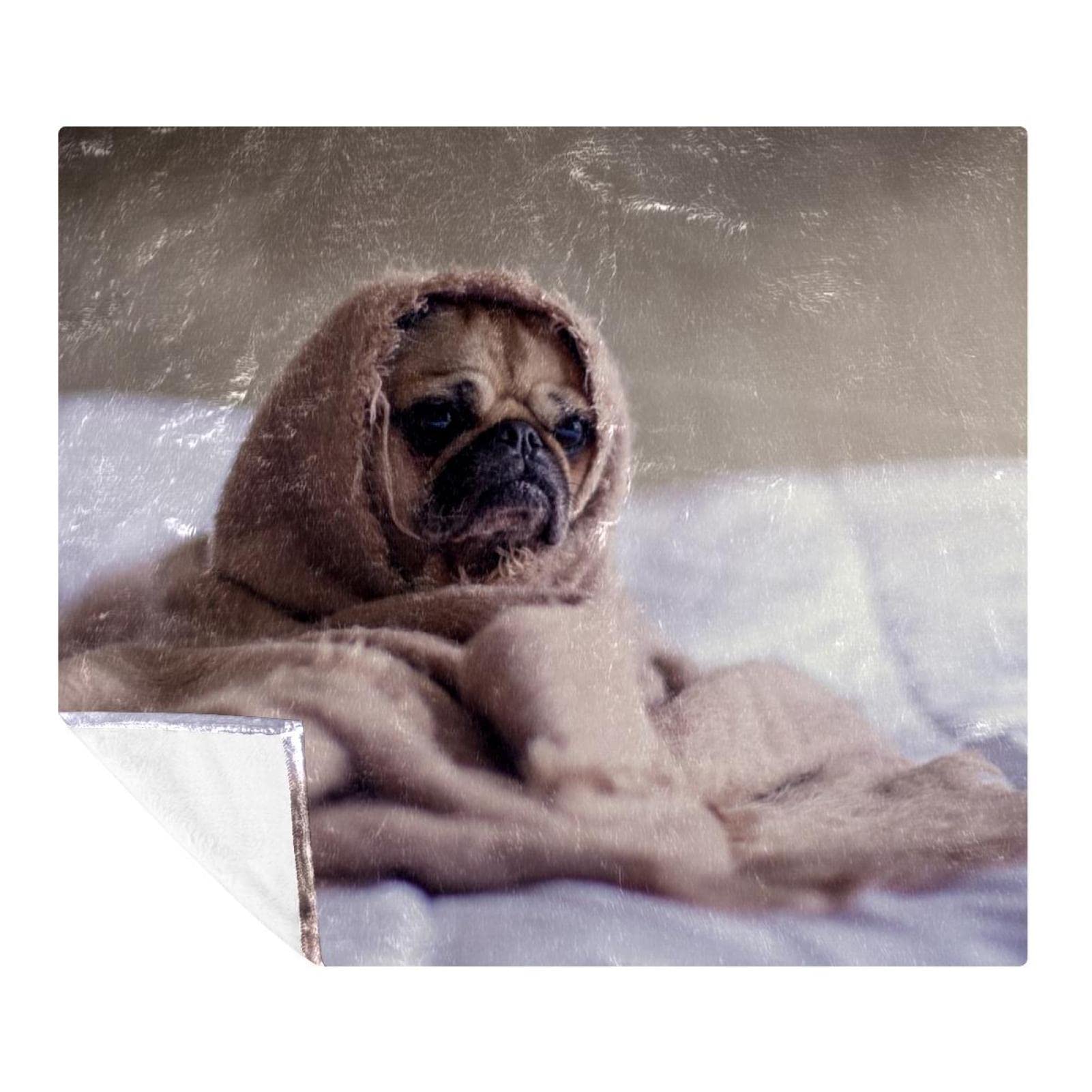 Manta de forro polar con patrón de perro y cachorro