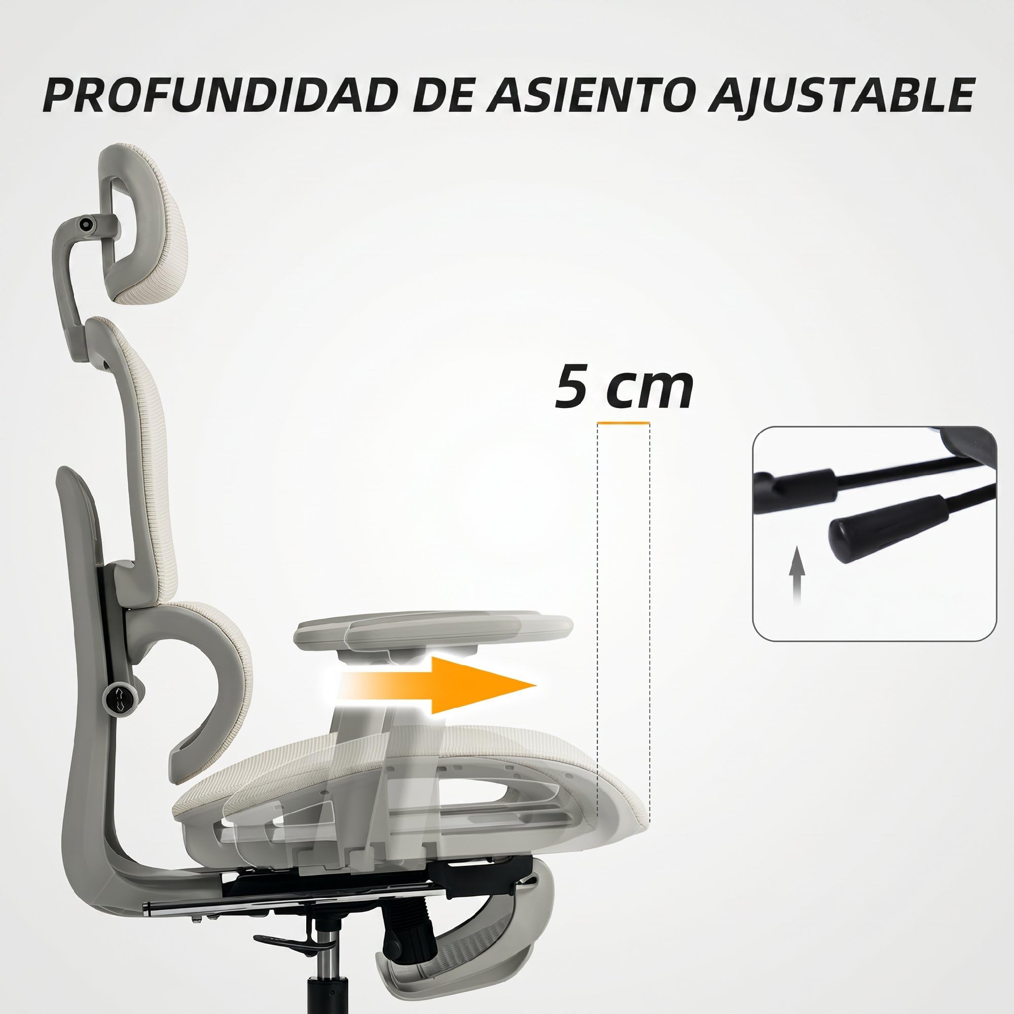 HOMCOM Silla de Oficina Ergonómica de Malla con Reposabrazos 3D Beige | Silla de Escritorio,Reclinable a 135°,Reposacabezas Ajustable,Respaldo Alto,Soporte Lumbar,Reposapiés,Altura Ajustable