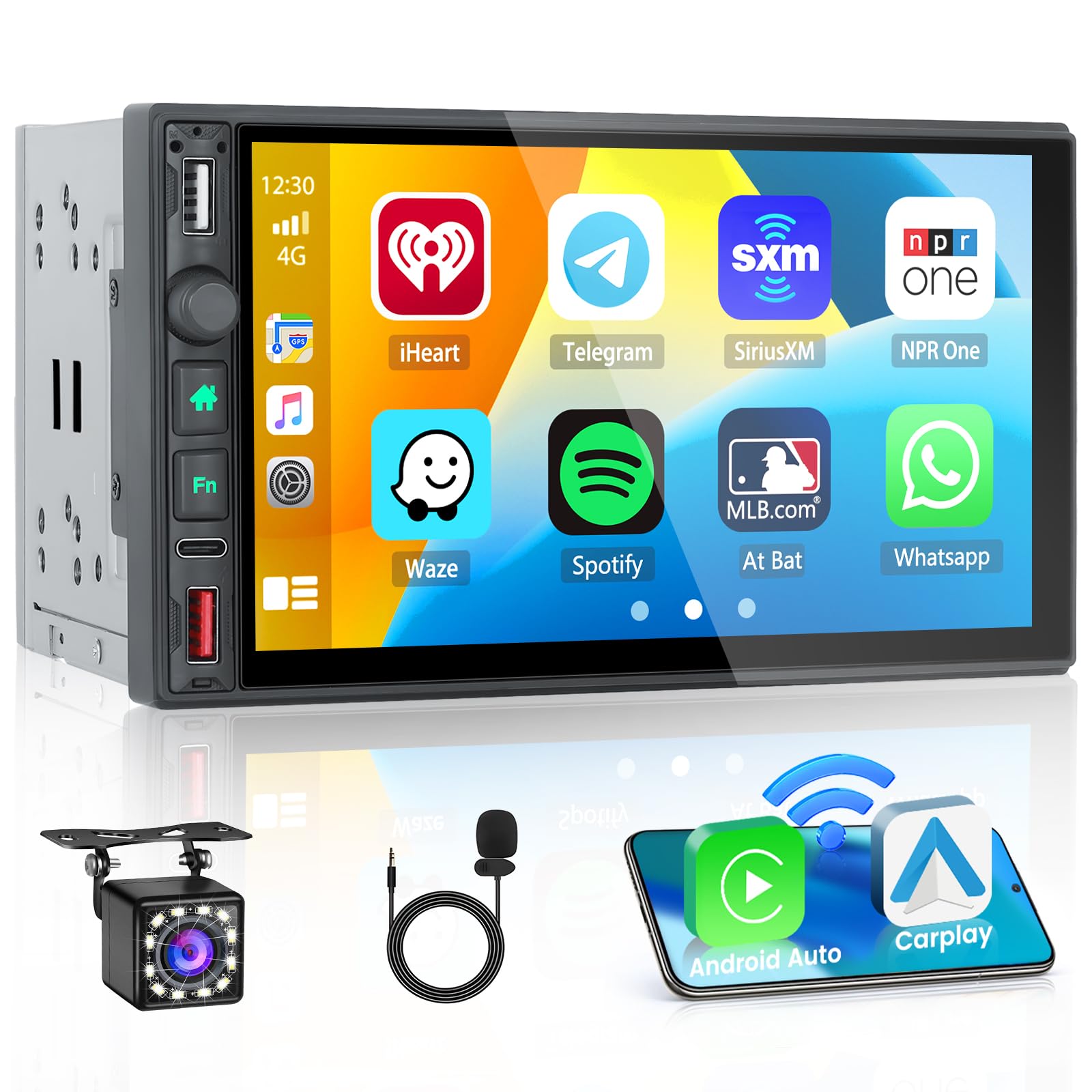 Inefala Autoradio 2 Din 7 Pouces Avec Carplay Et Android Auto, Autoradio Ecran Avec Bluetooth 5