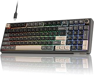 RK ROYAL KLUDGE R98 Pro Teclado Mecânico com Fio, Teclado Gaming 96% Layout US com Numérico, RGB, Botão de Volume, Estrutura de Gasket, Teclas PBT MDA, Switch Linear Pré-lubricado Trocável em Quente
