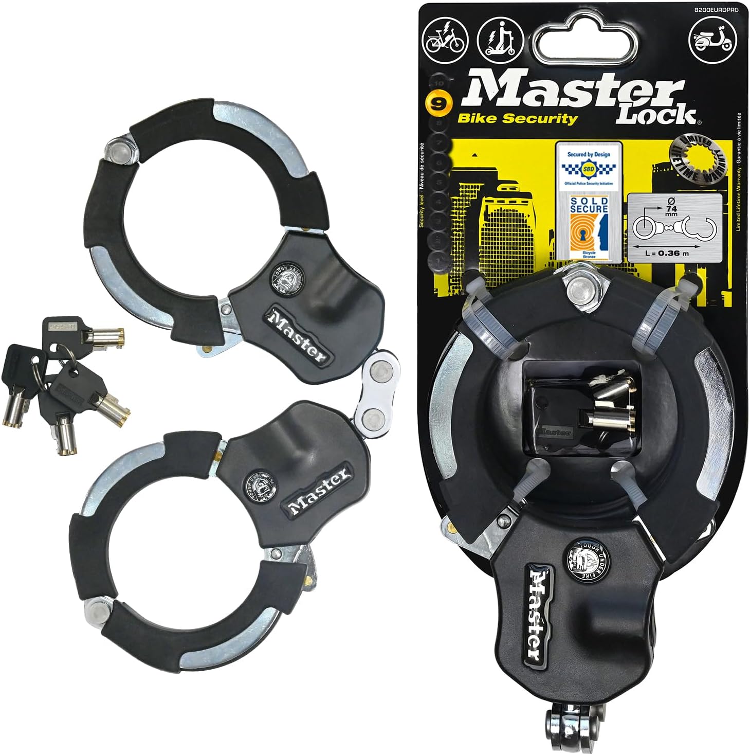 Antivol Vélo - MASTER LOCK - 8229EURDPRO - 90 cm de câble - Noir - Acier torsadé - Sport