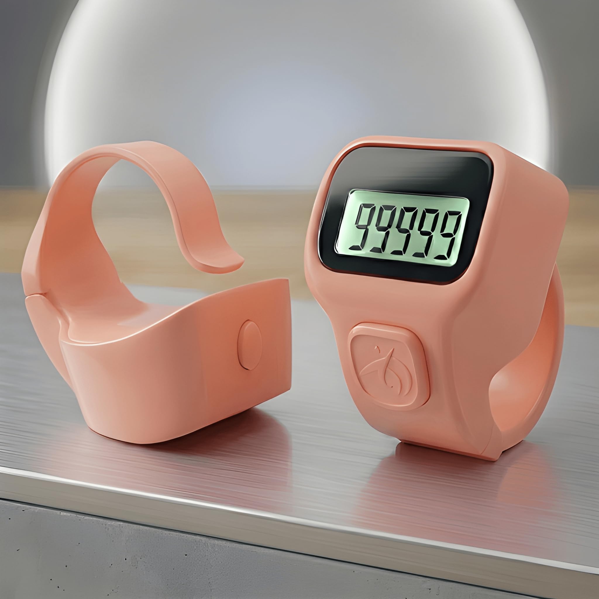 Digital Finger Ring Counter, LCD Display, LED Back Light in Display, up to 99999 (Pack of 1- Any Random Colour Will Be Sent As Per Availability) (Peach) | One-Button Reset, Finger Wear Design, Compact & Portable, Tally Counter-image-14