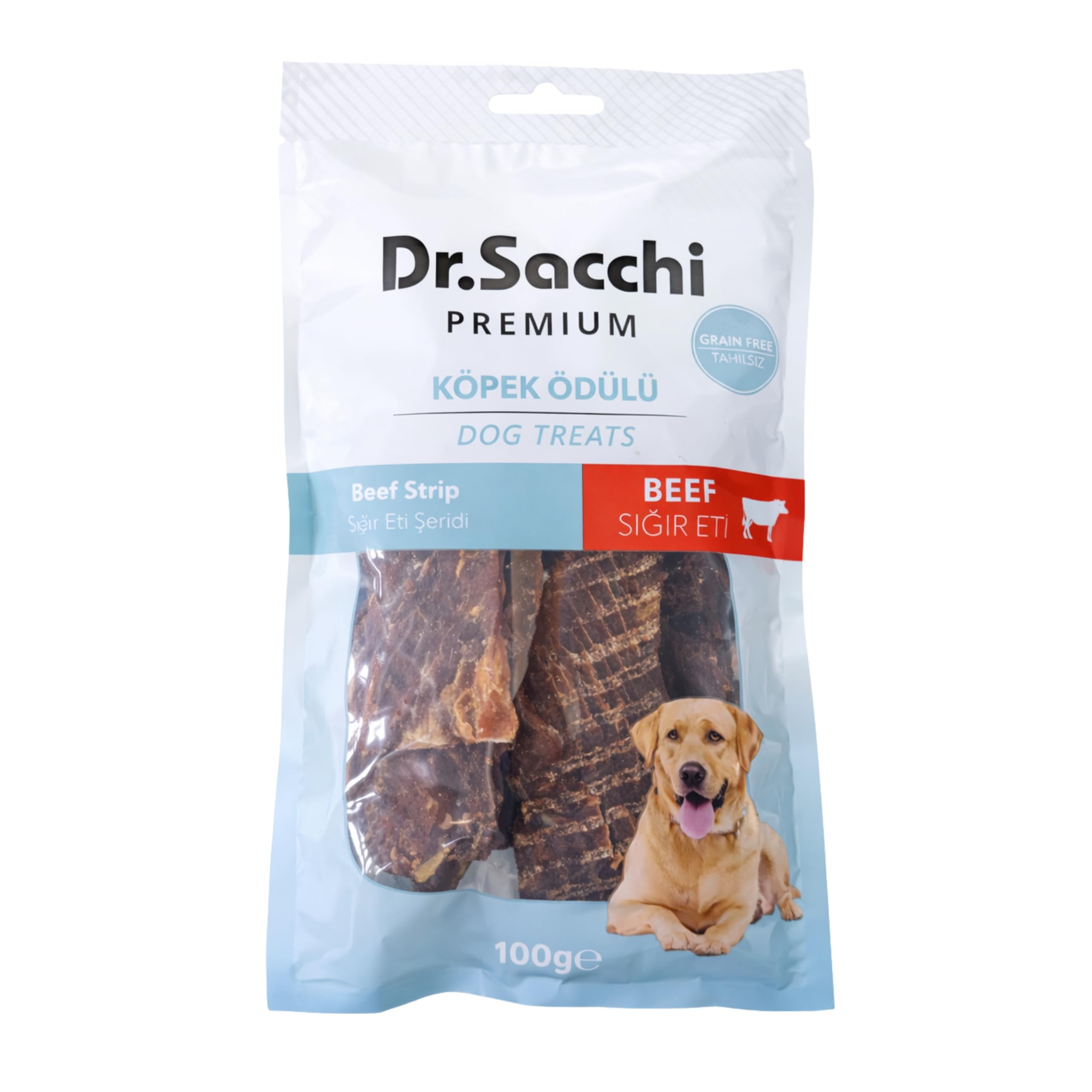 Dr.Sacchi Premium Sığır Eti Şeritli Tahılsız Köpek Ödülü 100 Gr