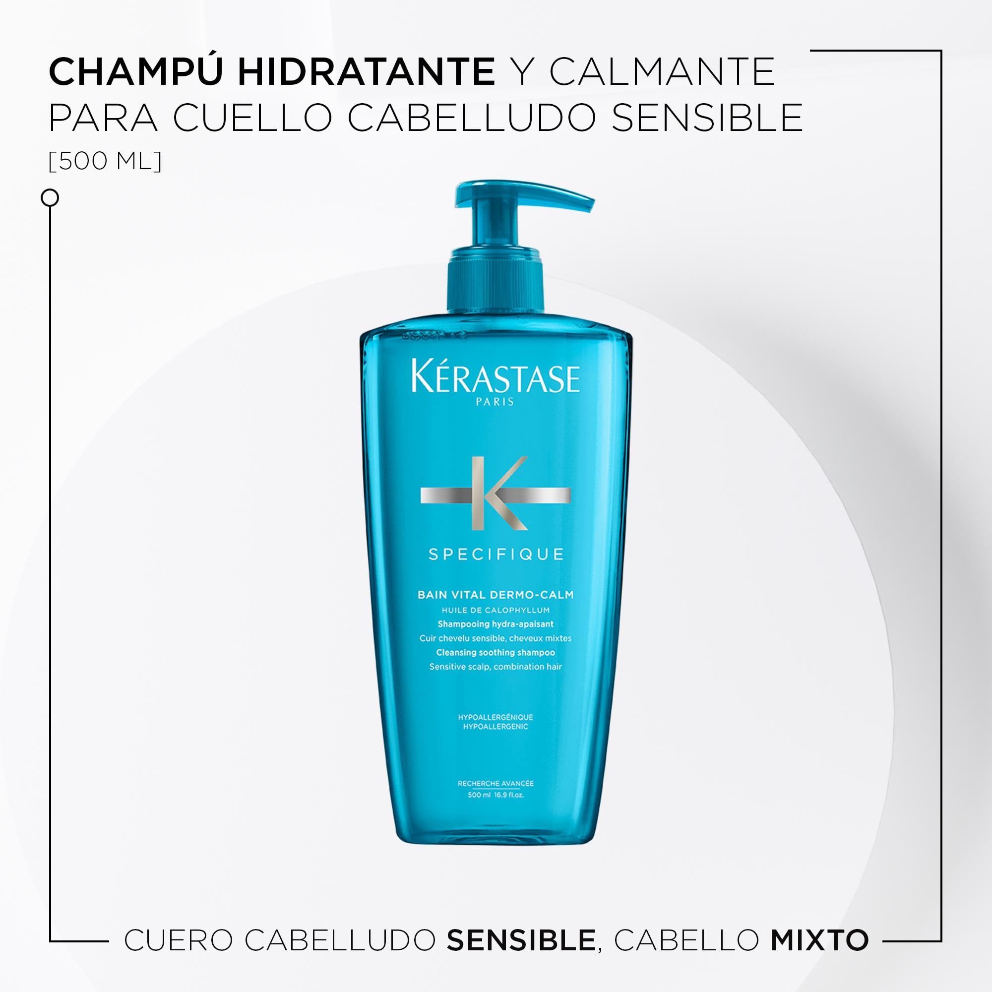 Kérastase Spécifique Dermo-Calm, Champú Hidro-Calmante, Para Cuero Cabelludo Seco o Sensible, Bain Vital Dermo-Calm