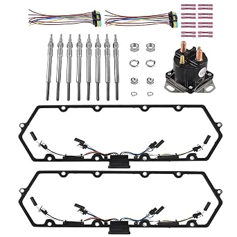 Powerstroke Diesel Valve Cover Gasket Set Compatible with Ford F250 F350 E250 E350 7.3L 1999-2003, Includes Gaskets, Glow Plugs, Harness, Relay, OEM Replaces F81Z-6584-AA 615-201, Easy Installation