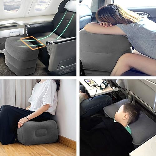 Miniatura 6 de Betus Almohada inflable para descanso de pies, ultra cómoda y compacta, taburete para niños y niños para vuelos largos o viajes en avión o automóvil
