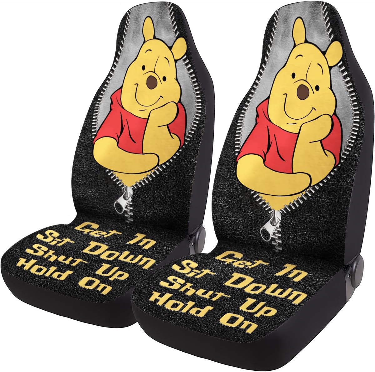 Cute Honey Bear 2 Front Car Seat Covers for Sedan Truck SUV, Car Gifts, Bucket Seat Cover, Protective Interior Accessory, Halloween Auto Gifts, Christmas Car Decor