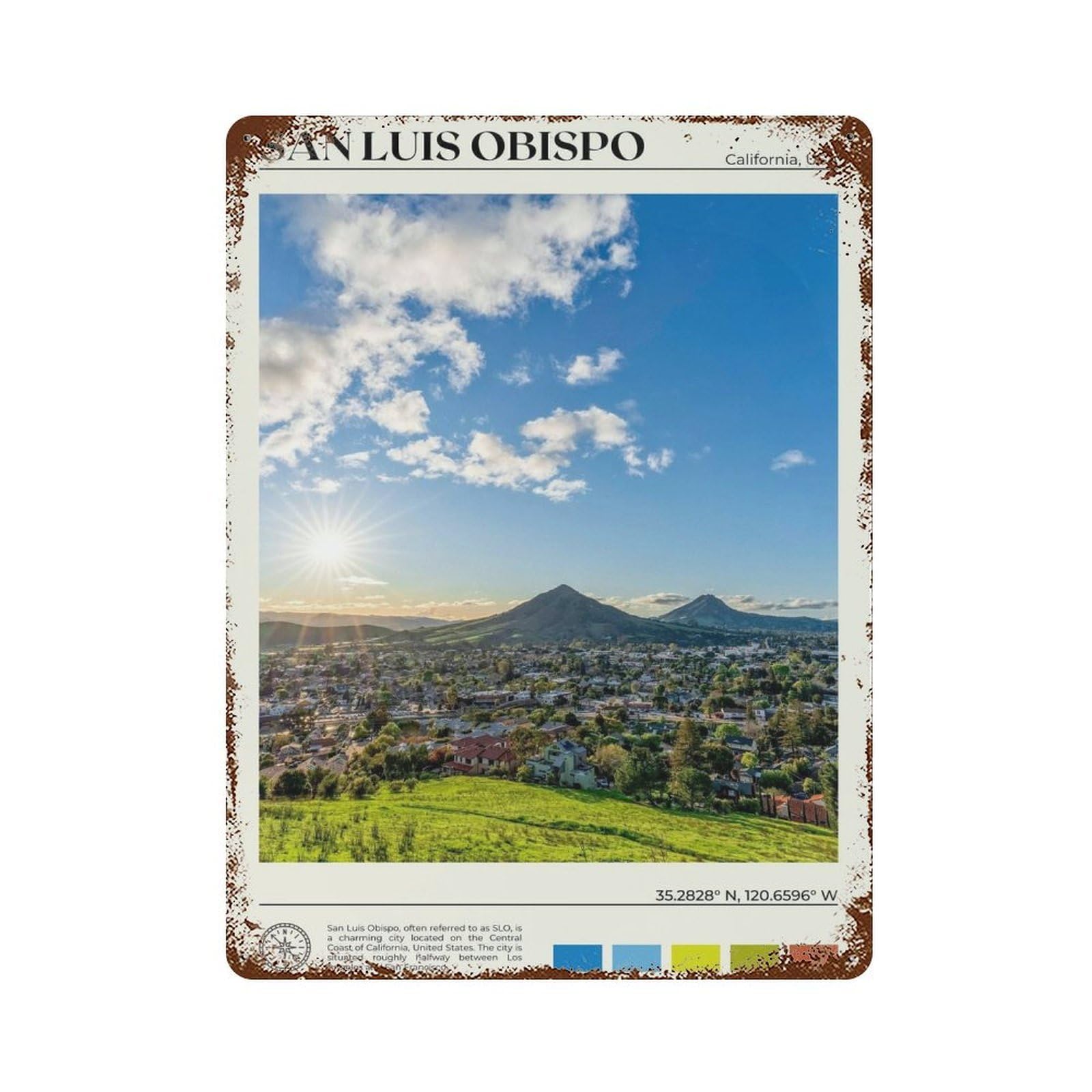 xiaoxiaoshen Real Photo San Luis Obispo California Wall Decor Art Metal Tin Poster Modern Home Decor Art Home Bar Shop Decorations Vintage Sign 40x30cm