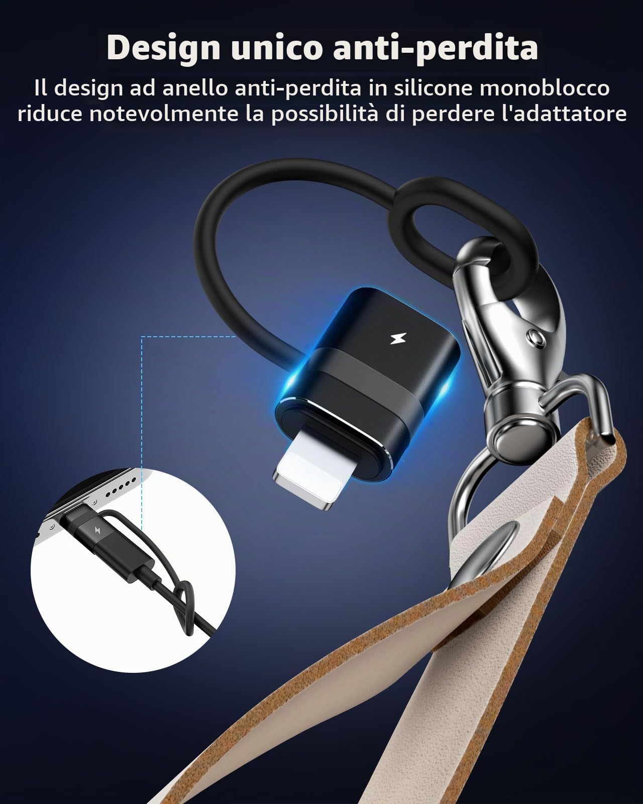 INF Adattatore Lightning (femmina) a USB-C (maschio), compatibile con USB-A a Lightning e USB-C a Lightning, design reversibile per una facile connessione INF Adattatore Lightning (femmina) a USB-C (maschio), compatibile con USB-A a Lightning e USB-C a Lightning, design reversibile per una facile connessione
