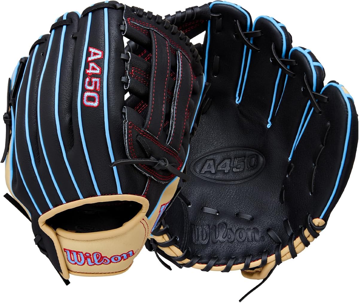A450 | Adulto + Guante de béisbol juvenil + Manopla | Tamaños 10.75" - 12" | Lanzamiento con mano derecha + izquierda | Múltiples estilos