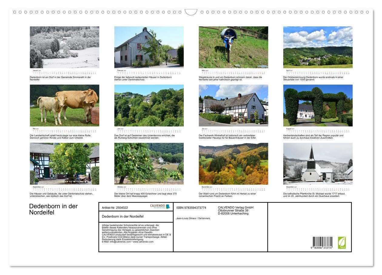 CALVENDO · Dedenborn in der Nordeifel (Kalender 2027) | DIN A2 Querformat · Wandkalender · Leben, wo andere Urlaub machen