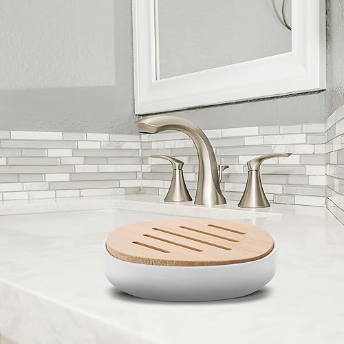 Miniatura 3 de Alipis Tapa de bambú autodrenante del tenedor del jabón del baño del tenedor de la tapa robusta