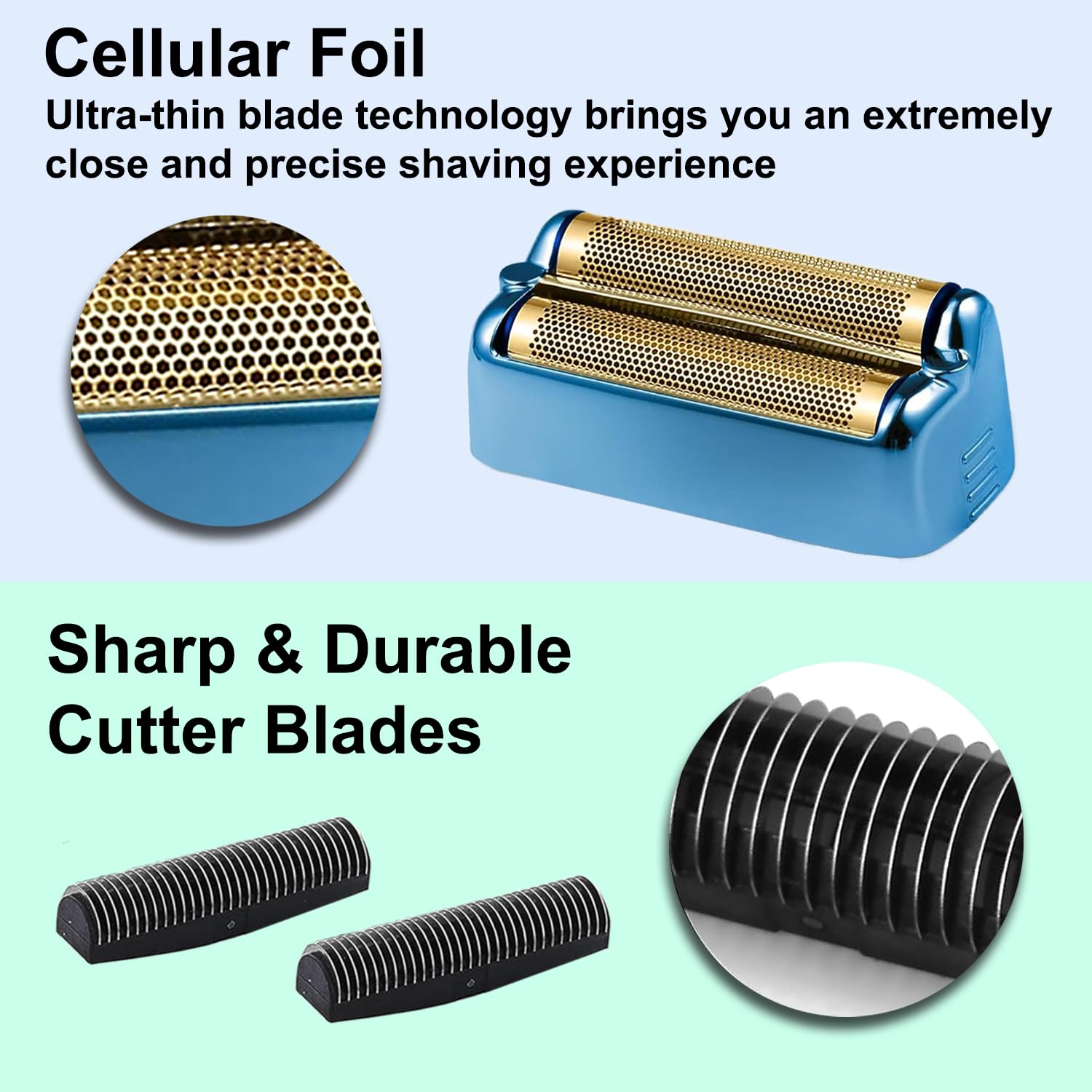 FXONE Shaver Replacement Foil and Cutter Compatible with BaBylissPRO FXONE Double Foil Stick Shaver,FX79RF2G Hypoallergenic Extra-close Shaver Replacement Head (Gold/2 Packs)