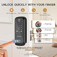 Vista 4 de 5 in 1 Smart Lock for Front Door, Keyless Entry Deadbolt with Camera & Doorbell, WiFi Secure Electronic Lock for Home, Fingerprint, Keypad, App