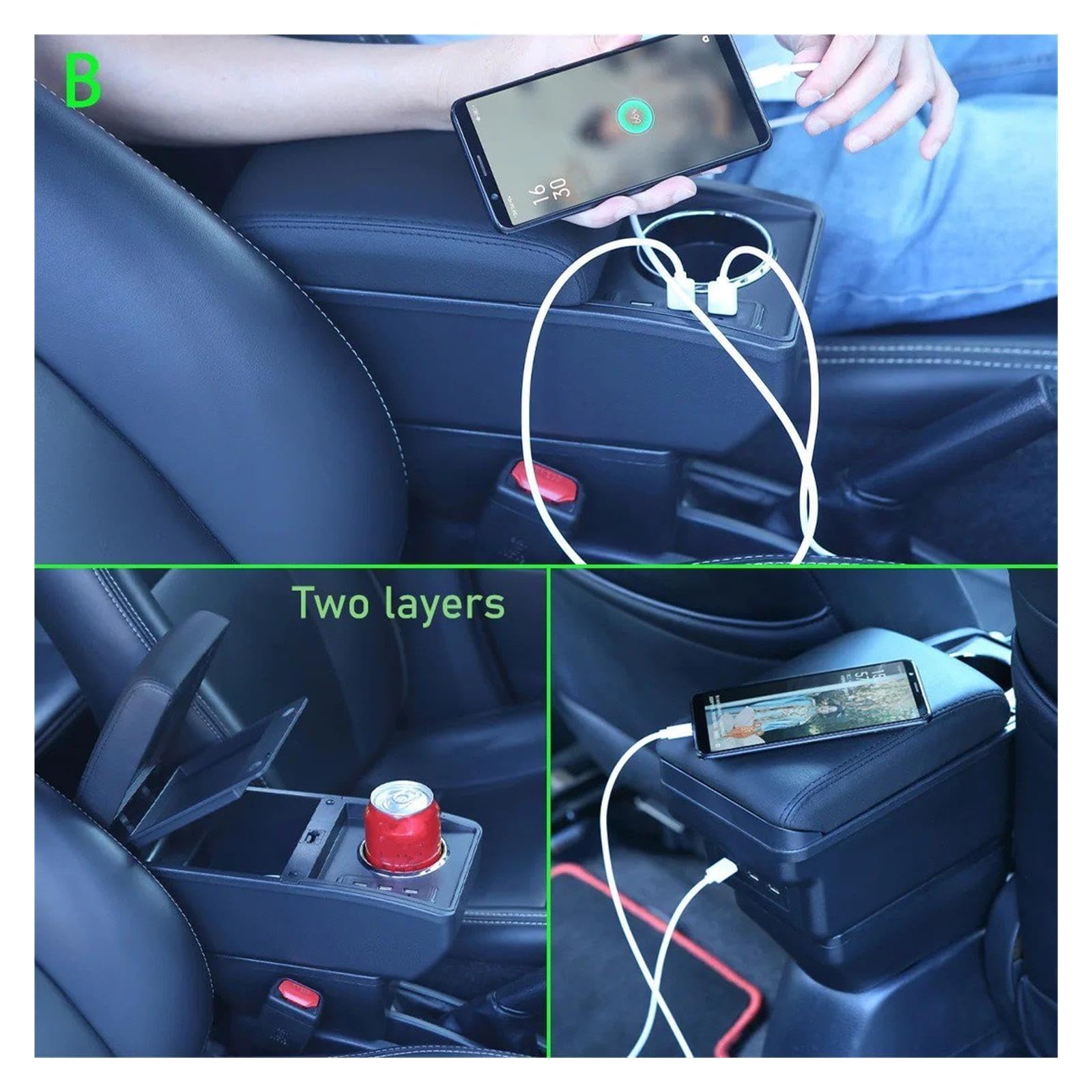 Para Duster 2010-2018 Caja Almacenamiento Interior Reposabrazos Coche