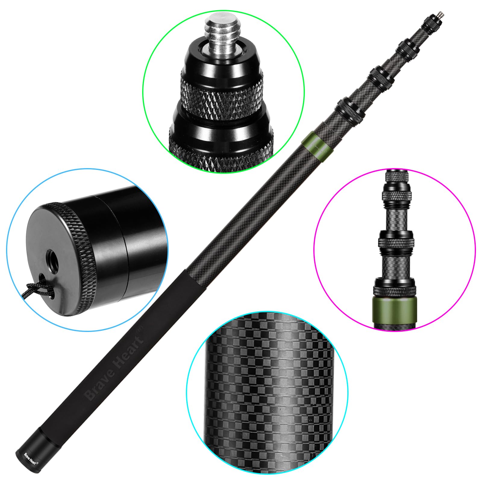 AMagisn 3M Ultra-Long Carbon Fiber Invisible Selfie Stick For Insta360 - View #2