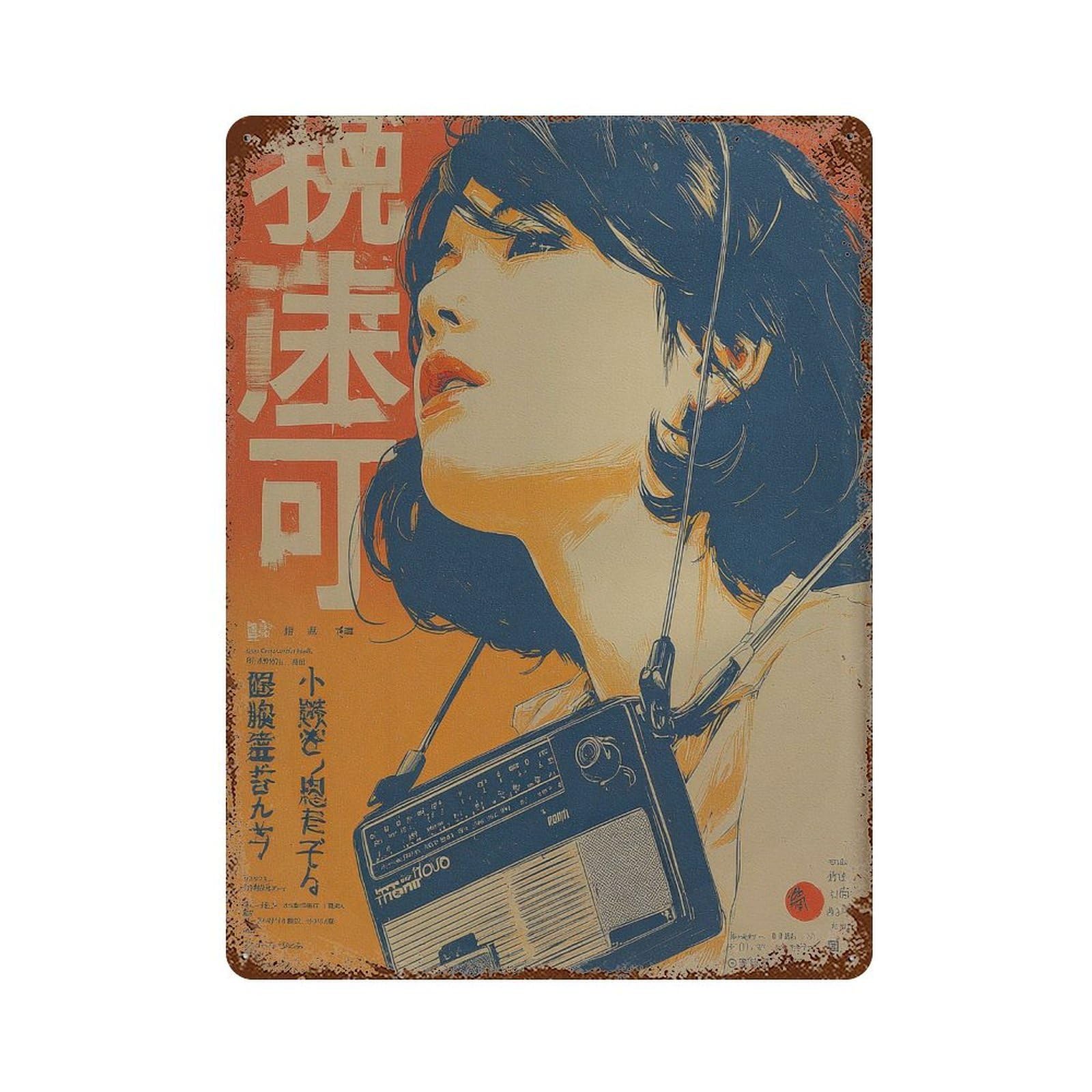 xiaoxiaoshen Retro Portrait. Pop Japanese Graphic Wall Decor Art Metal Tin Poster Modern Home Decor Art Home Bar Shop Decorations Vintage Sign 40x30cm