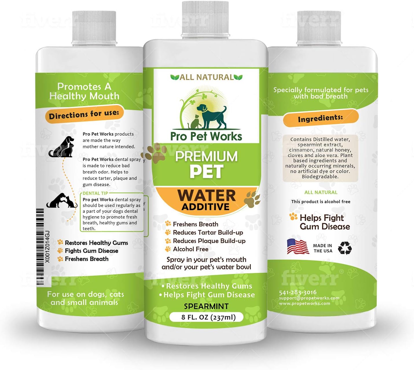 Premium Pet Dental Water Additive for Dogs Cats & Small Animals-Dog Dental Care for Bad Pet Breath-Oral Mouth Care That Fights Tartar, Plaque and Gum Disease- [17 oz] Dog Toothpaste Deodorizer(1btl)