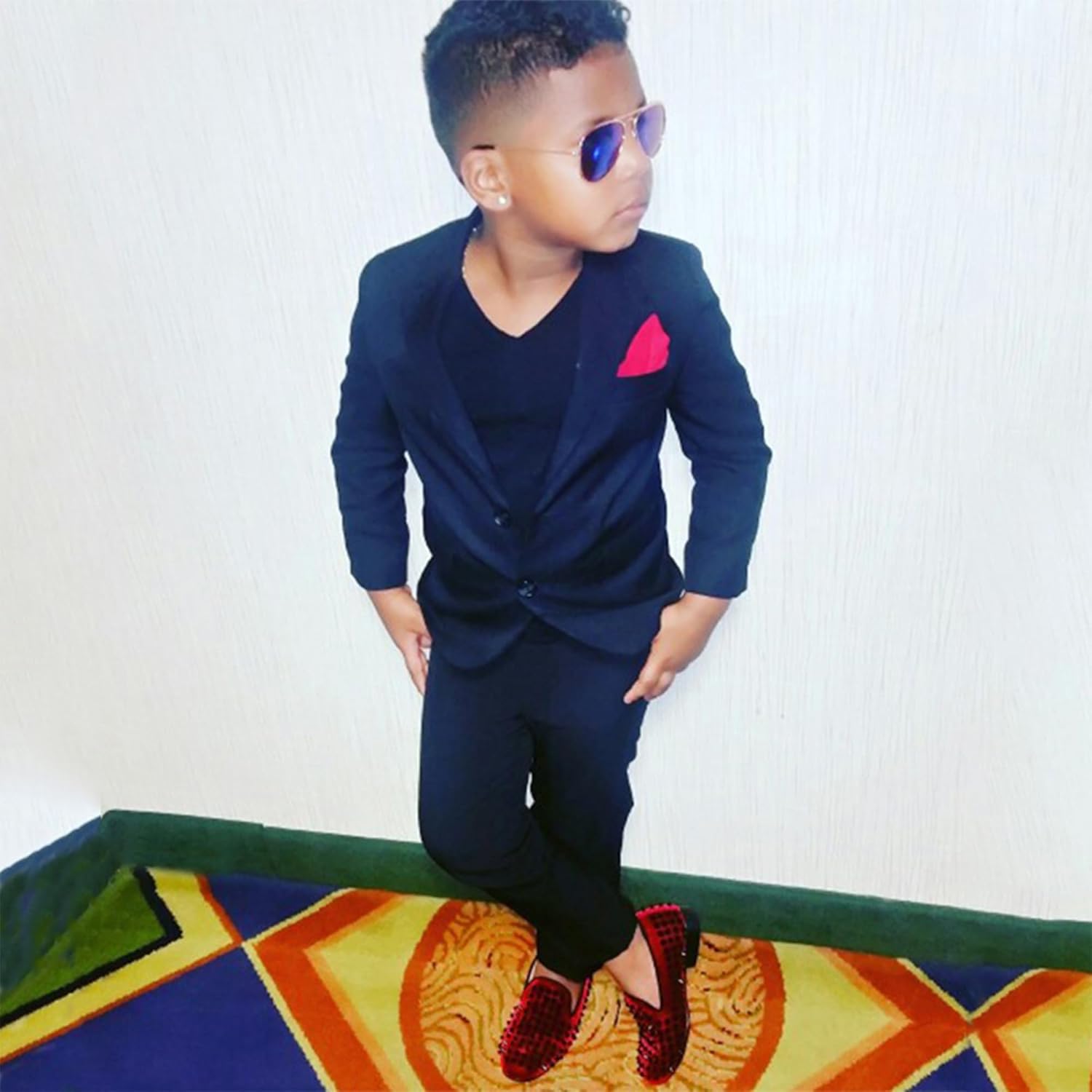 HI&HANN Toddler Boys Girls Dress Shoes Studded Suede Flats with Spikes Little Kid Shoes Wedding Dress Shoes Slip On Loafer Flats Shoes Matching Outfits
