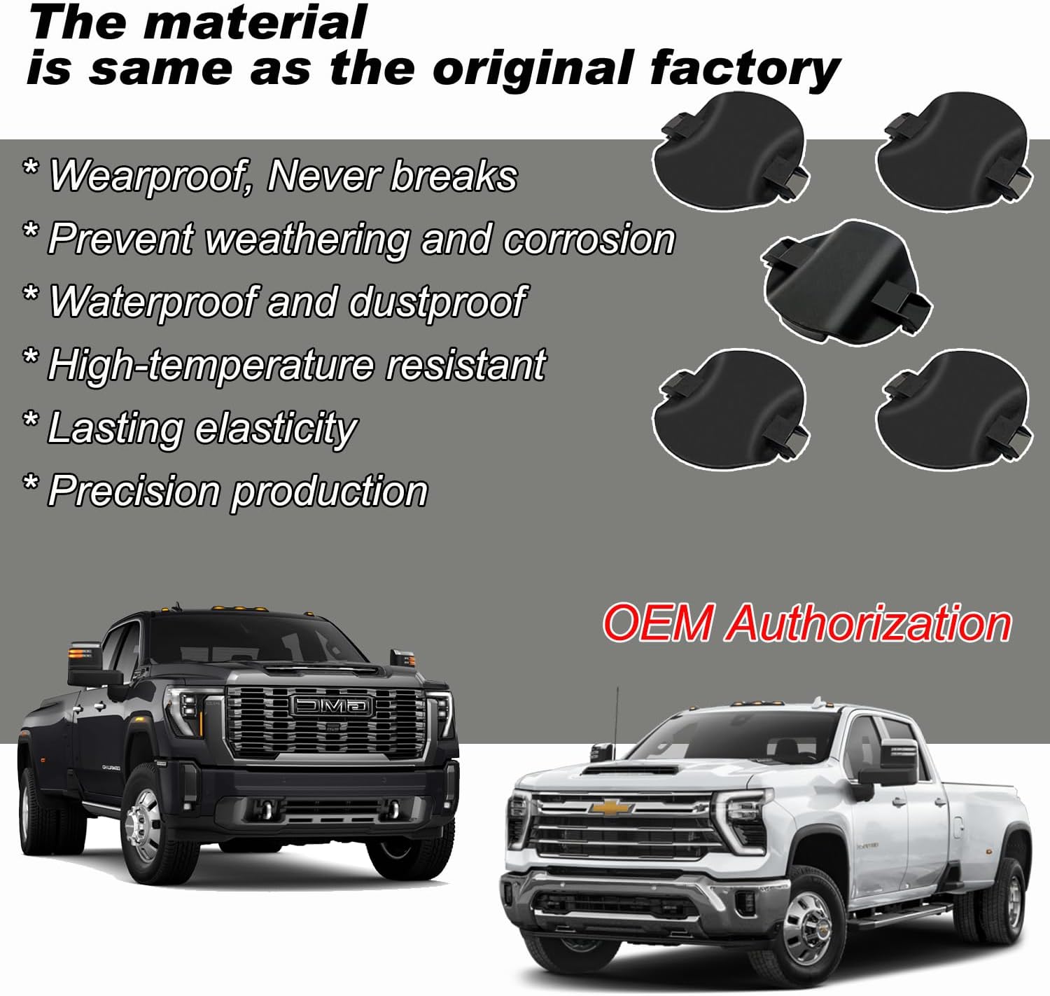 𝐎𝐄𝐌 5th Wheel Hitch Mount Covers for 2020-2026 GMC Sierra 3500HD 2500HD for Chevrolet Silverado 3500HD 2500HD 84756187 84756188