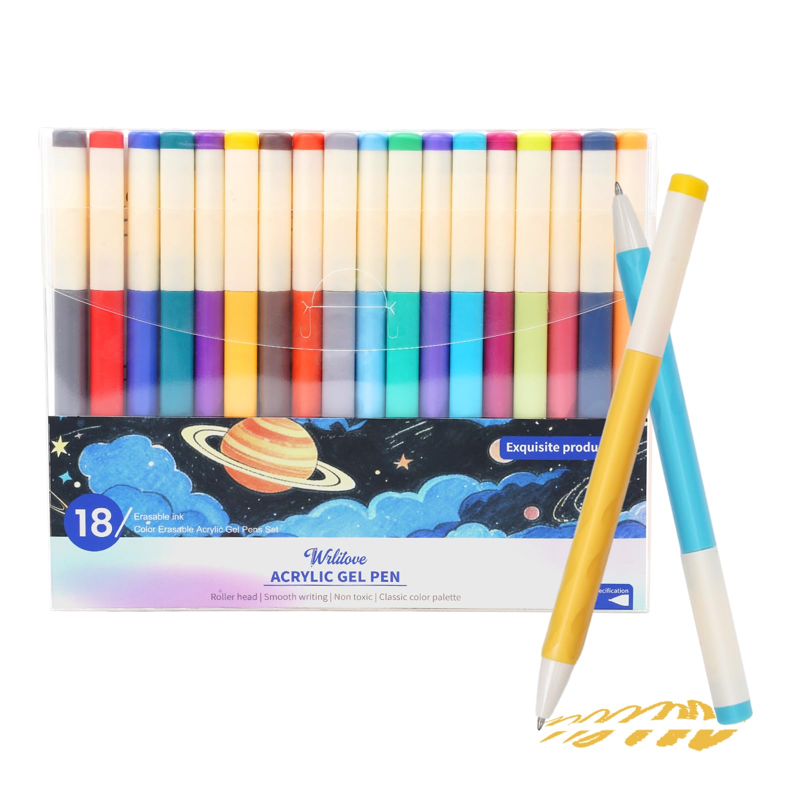 Wrritove 18 Color Erasable Acrylic Pens Twist-action Design 0.7mm Fine Tip