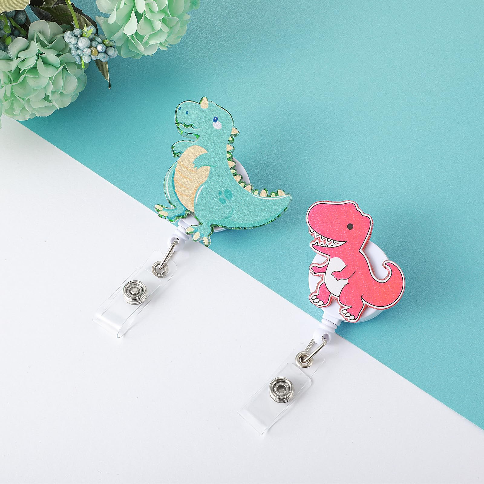 Funny Dinosaur Badge Reel, Work Badge Holder Retractable Clip, Nurse Teacher Badge Reel, RN LPN CNA MA Badge Accessories For Work, Nursing Student ID Badge Clip, Cute Badge Reels, Medical Badge Buddy - View #6