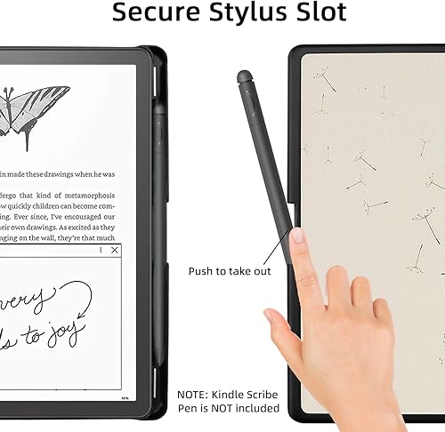 Vista 49 de WALNEW Funda para Kindle Scribe de 10.2 pulgadas (versión 2024/2022), funda inteligente de piel sintética con soporte para bolígrafo y encendido