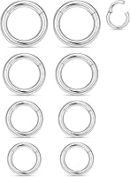 Vista 14 de Ocptiy 6G 8G 12G 14G 16G Anillos de tabique con bisagras Calibradores Túneles Tapones Pendientes Kit de estiramiento de acero quirúrgico con Juego