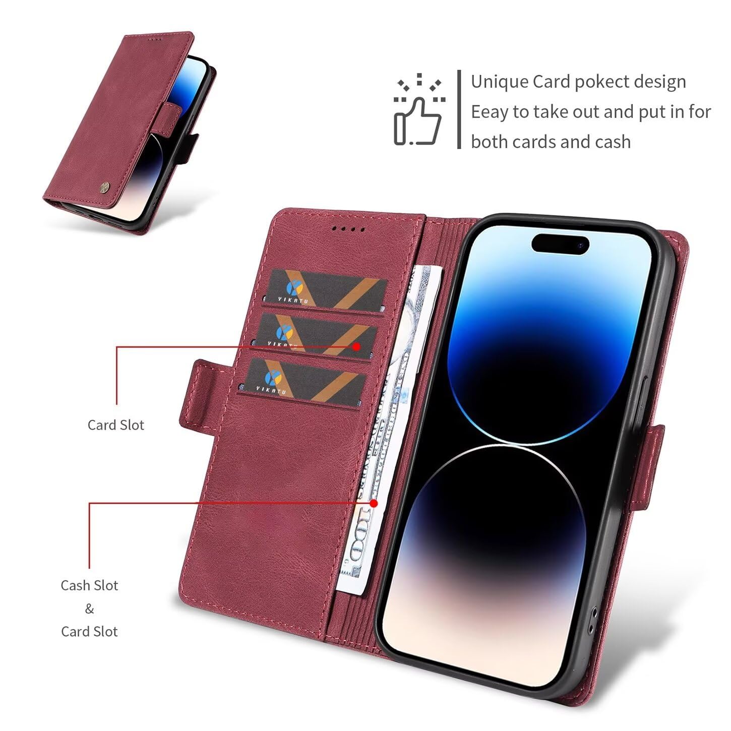 SEAHAI Case For Motorola Edge 60 Neo/Edge 50 Neo/ThinkPhone 25 Leather PU Wallet Folio Stand Case, Ultra-thin Shockproof Cover Kickstand With Credit Card Slots TPU Shell Magnetic Close - Brown