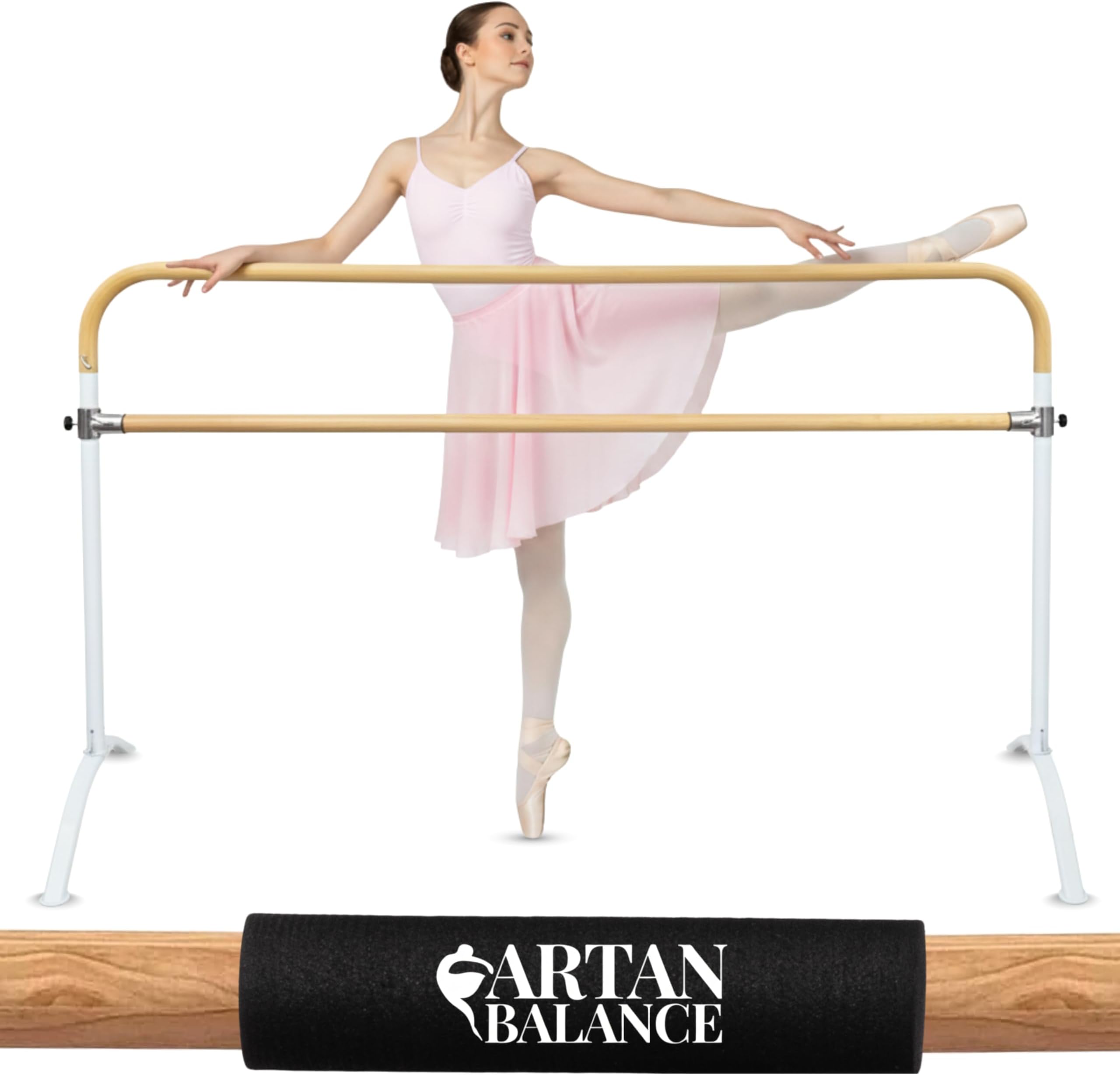 Ballet Barre Portable for Home or Studio, 6 ft Extendable to 12 ft Bar Curved, Height Adjustable from 27" to 44", Ideal for Stretch, Pilates, Dance, Active Workouts, Single or Double, Kids Adults