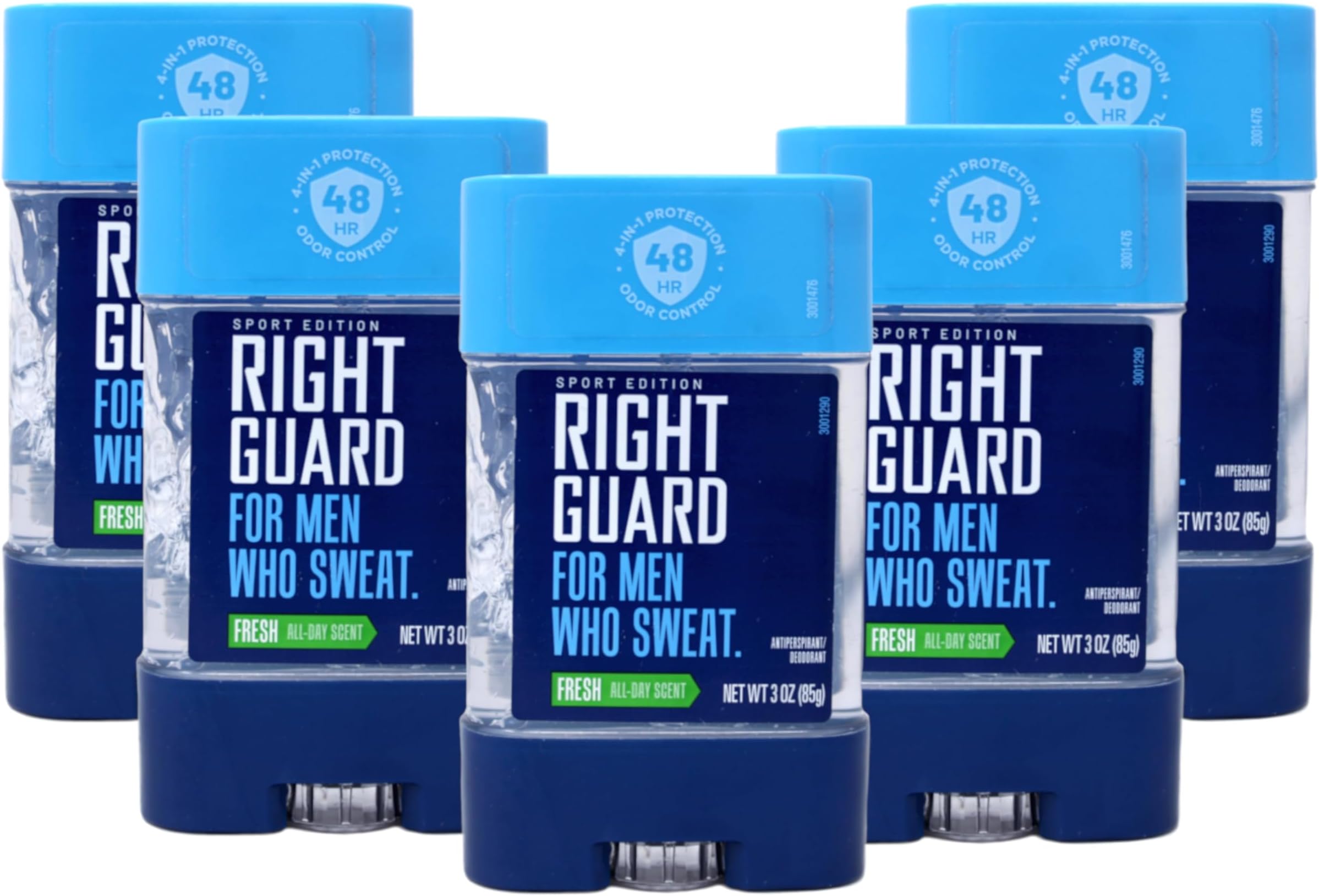 For Men Who Sweat, Odor Defense, Anti-Perspirant Deodorant Clear Gel, Fresh 3 oz (Pack of 5)