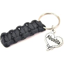 Abuelita Quilted Heart 550 Military Spec Paracord Key Chain in Black