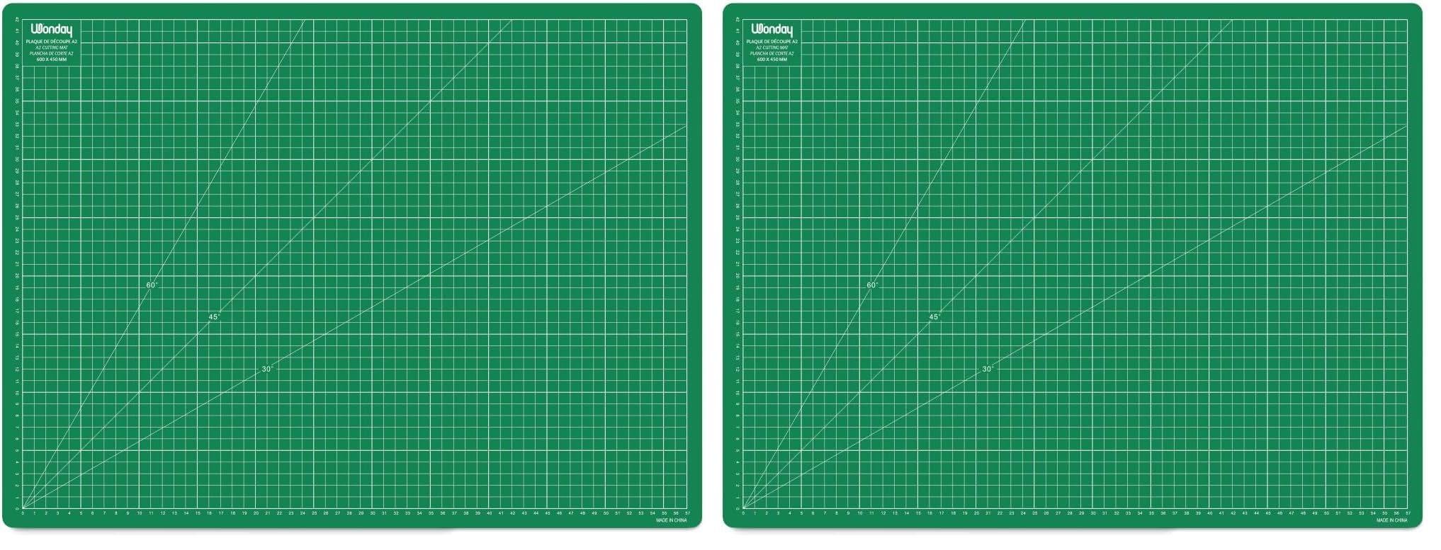 Tapis de découpe A2 WONDAY auto-cicatrisant vert 60x45 cm en lot de 2