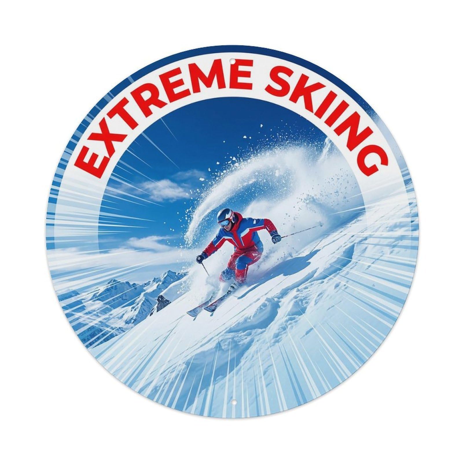 Vintage Extreme Skiing Extreme Sports Vintage Metal Tin Sign Plaque Wall Decor for Cafe, Club Bar, Office, Garden Metal Poster 8x8Inch