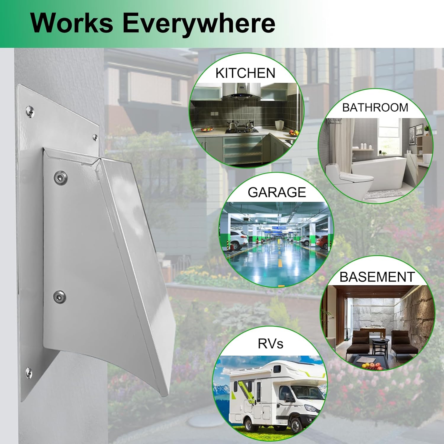 6 Inch Exterior Dryer Vent Cover Outside, Wall Vent Cover Outdoor Hooded Wall Vent with Backdraft Damper for Dryer Kitchen Bathroom Range Hood HVAC Duct Vent, Galvanized Steel