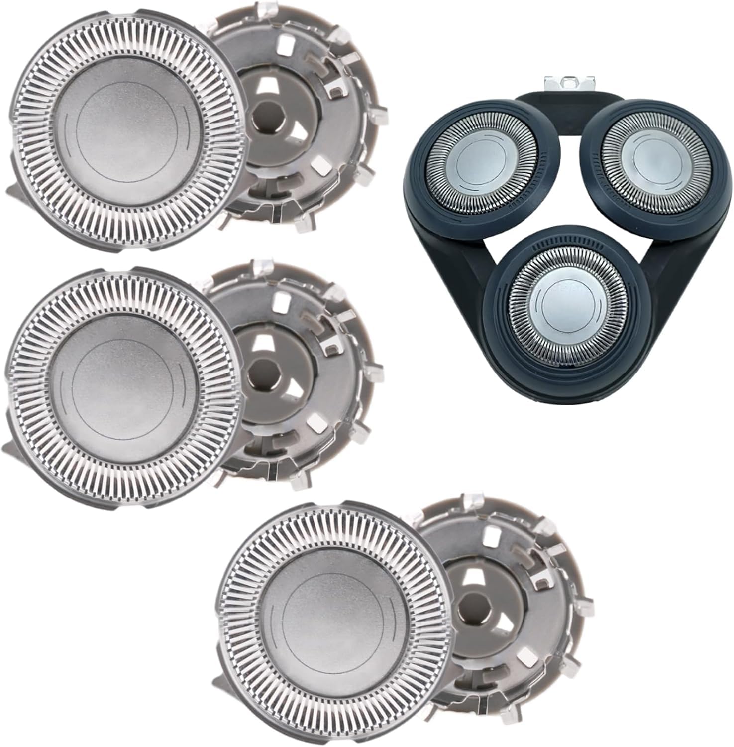 Pack de 3 cabezales de repuesto para afeitadoras Philips Series 1000, 2000, 3000 y 5000 de acero inoxidable, compatibles con las afeitadoras eléctricas AT8XX/AT7XX/PT8XX/PT7XX