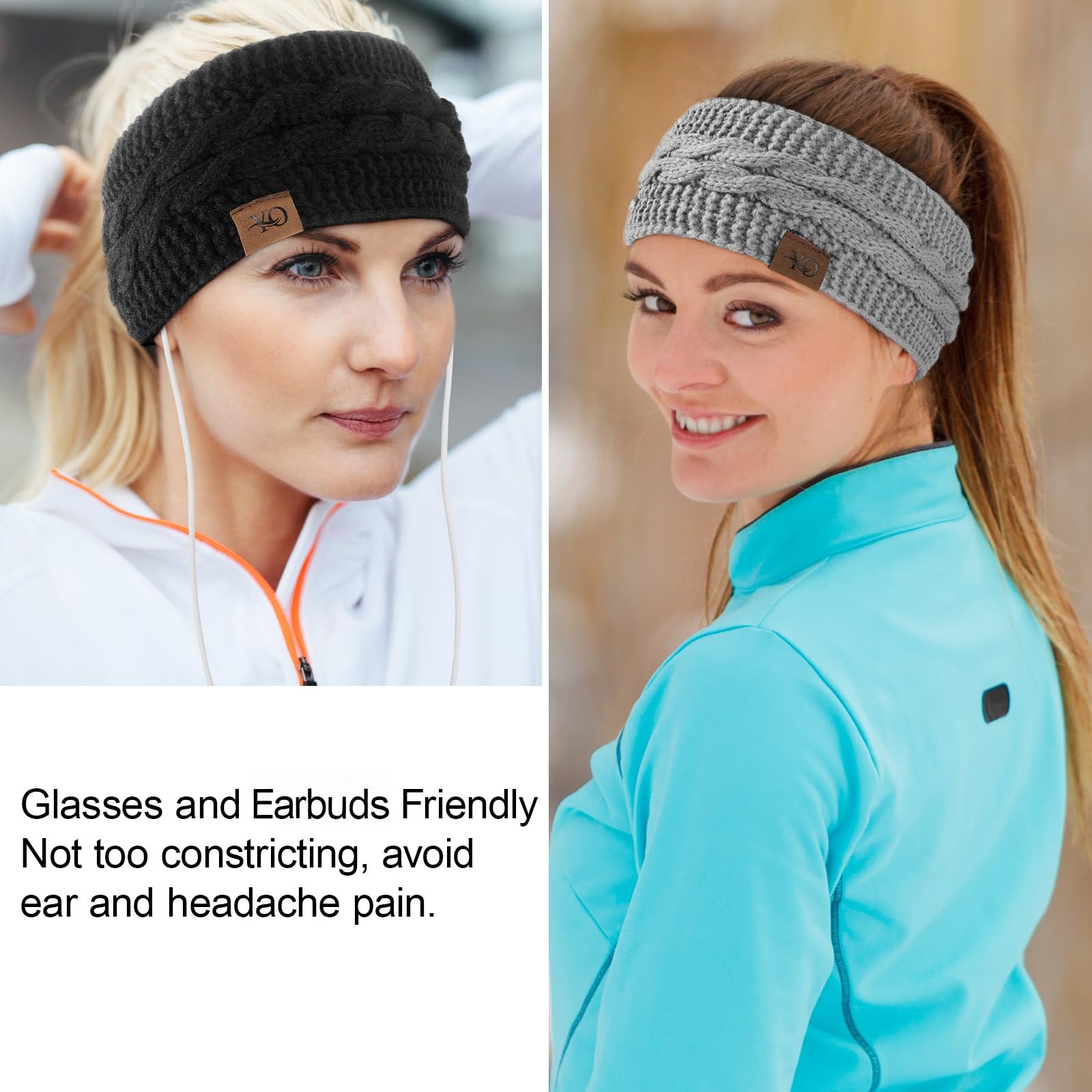 ECHO Womens Grey Cable Knit Wool Winter Headband Park Cable Beanie – Echo main image 2