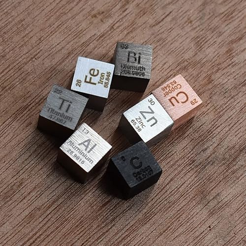 Miniatura 2 de Element Cube - Juego de cubos de densidad de 0.394 pulgadas, cobre, carbono, zinc, titanio, aluminio, bismuto puro, hasta el 99.99% para colección